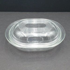 Pyrex Clear Glass Oval Refrigerator Dish w Ribbed Lid 602-B 700 ml 24 oz